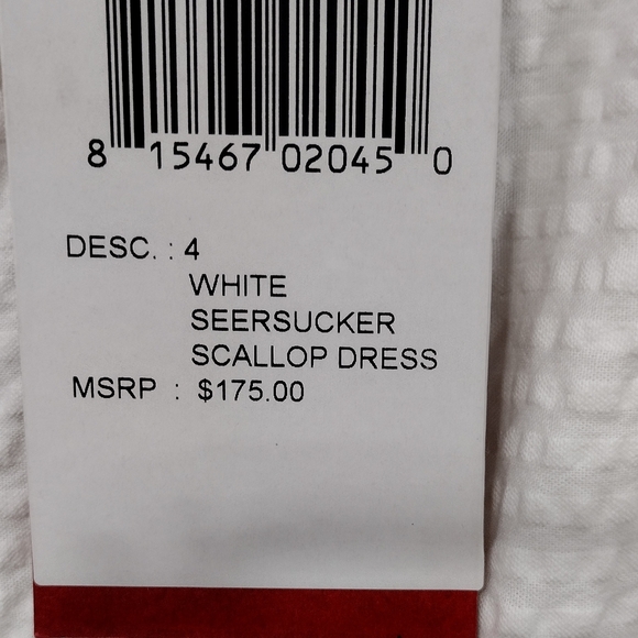 NWT Southern Proper Seersucker Scallop Dress Women's 4 White Casual Comfy Retro - Picture 11 of 13